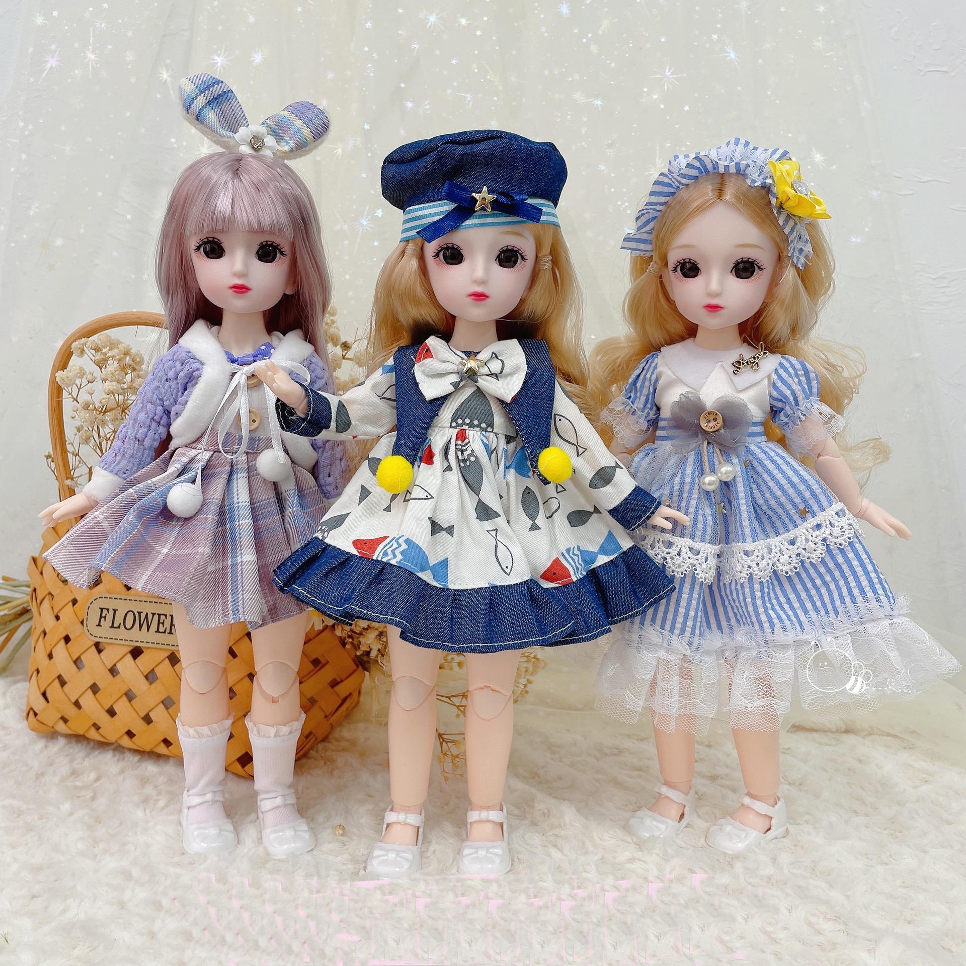 30 см Аниме Кукла 1/6 Bjd Каваи Девочки Наряжают DIY Игрушка 23 Подвижных Сустава Тело с Одеждой Юбка Шляпа Головной Убор