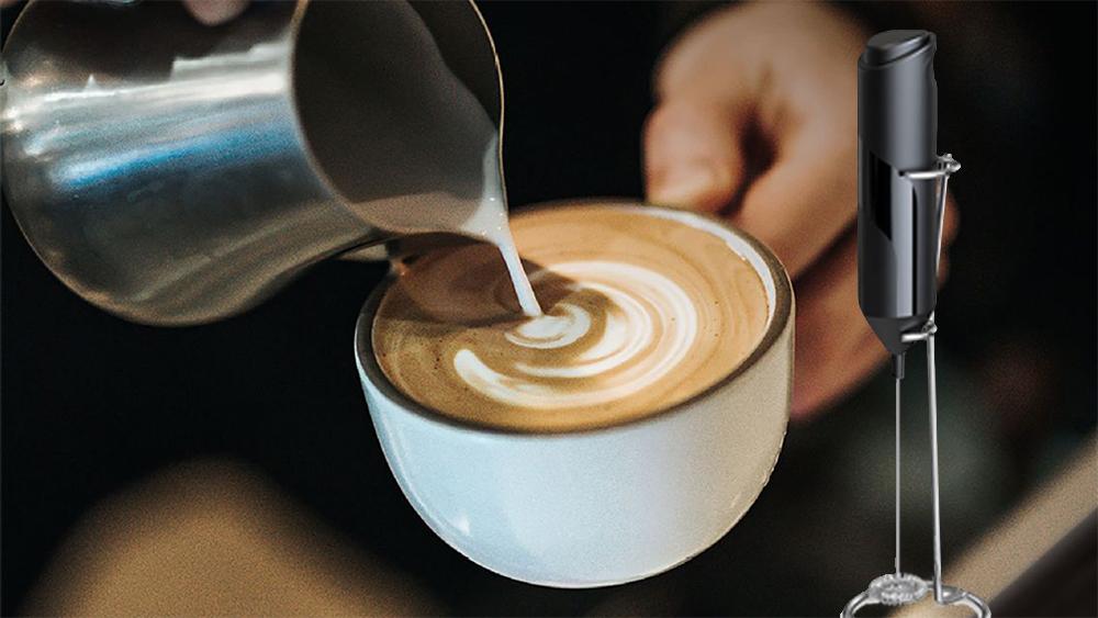 Electric Milk Frother Handheld with Stand Drink Mixer Mini Blender for Coffee