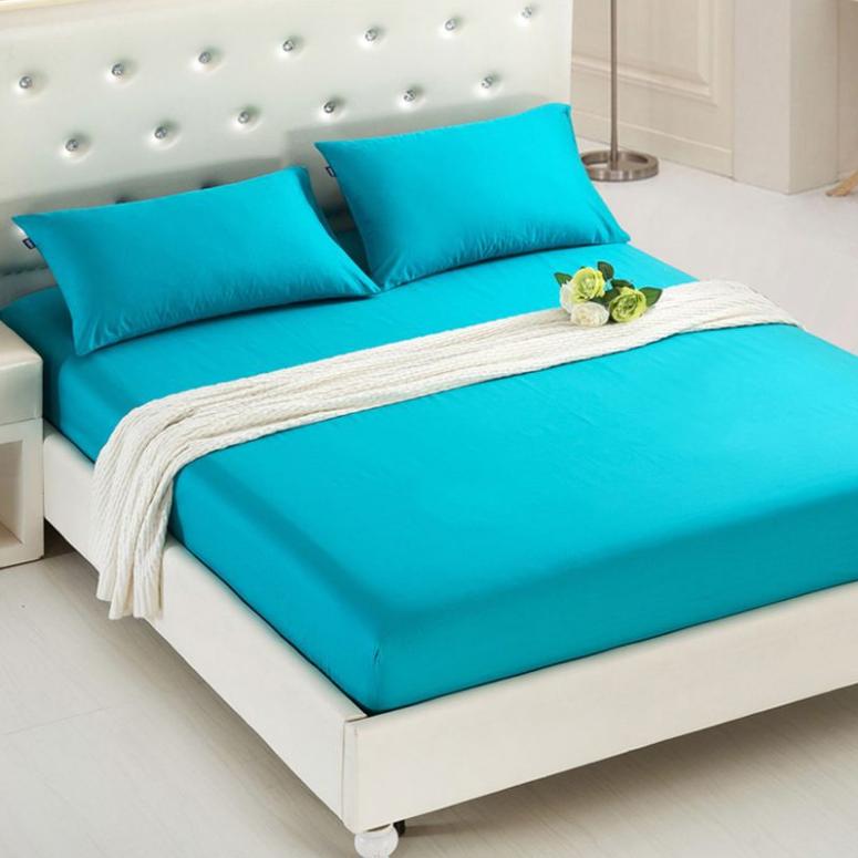 Solid Color Fitted Sheets King Size Mattress Protector Bed Cover Bed Sheets Bedsheet Solid Bedspreads