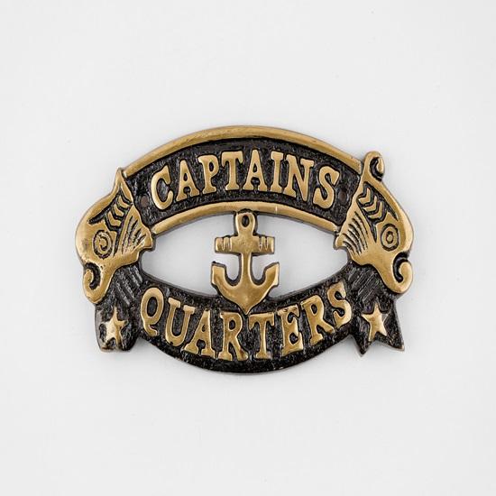 Captain's Quarters Door Plate Nautical Charm Plaque, Ship Boat Sign, Maritime Decor Wall Art for Home, Office