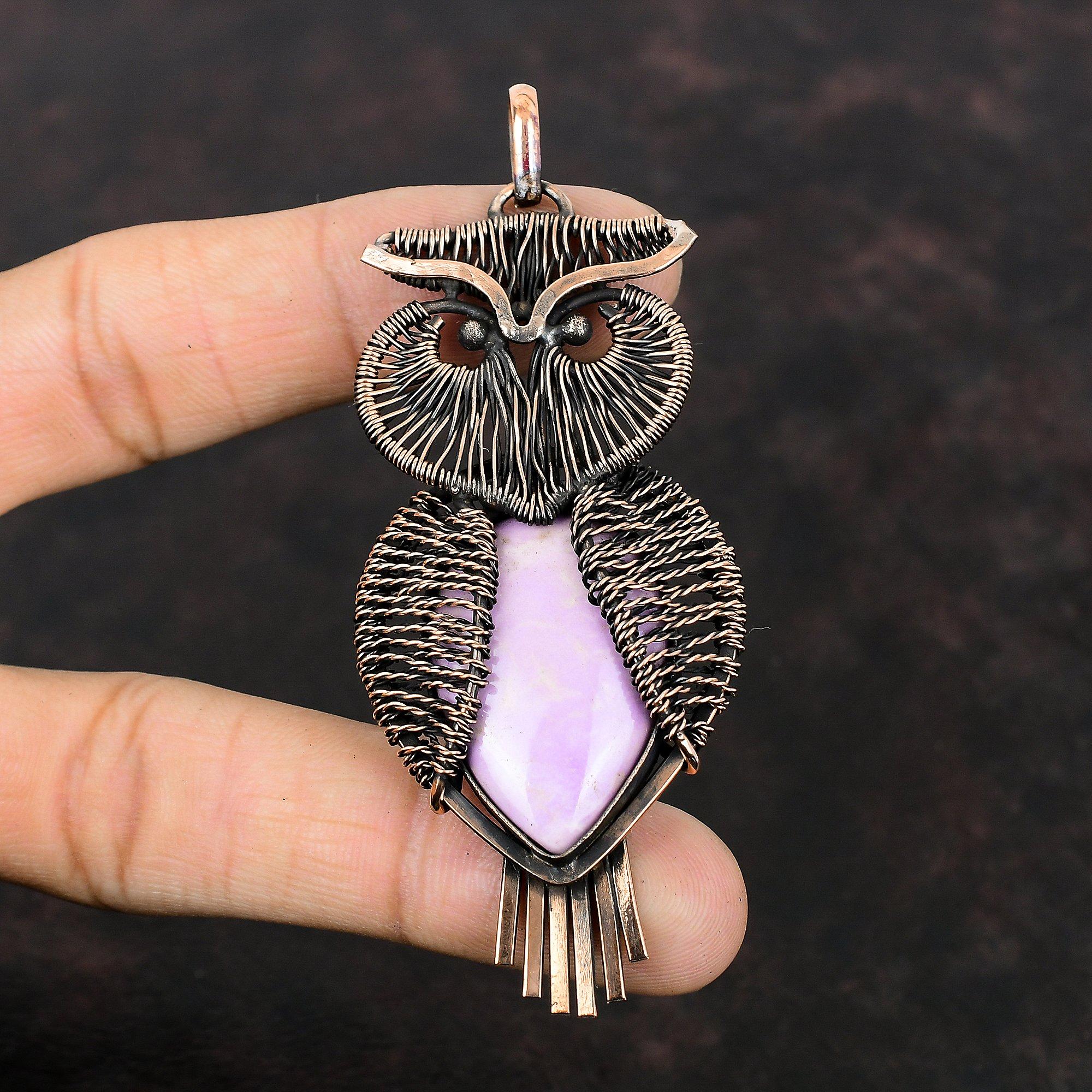 Подвеска из фосфосидеритовой проволоки, подвеска из медной проволоки, подвеска из драгоценного камня ручной работы, ювелирные изделия из фосфосидеритовой меди, уникальная подвеска в виде совы, подарок для него