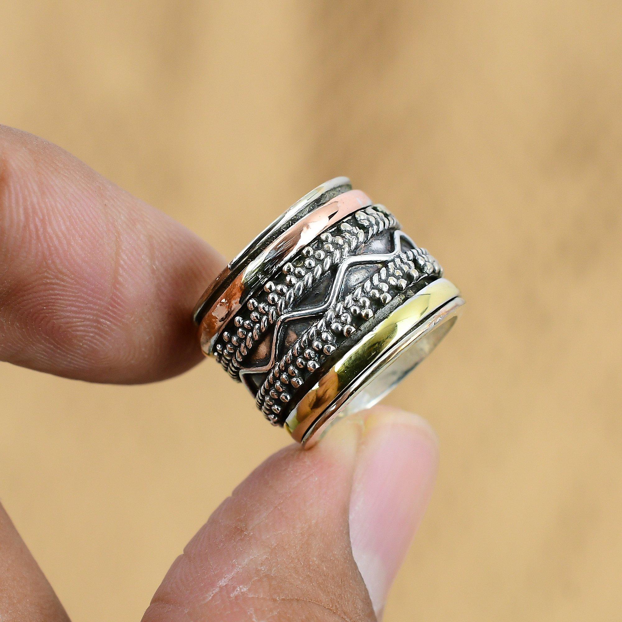 Подарок для женщин Кольцо-спиннер Размер 4.25 Серебро 925 пробы Натуральный Без камня Драгоценный камень