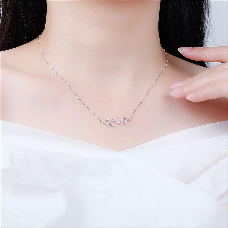 ANENJERY Silver Color Zodiac Necklace Celestial Jewelry Best Friend Gift Constellation Necklace S-N487
