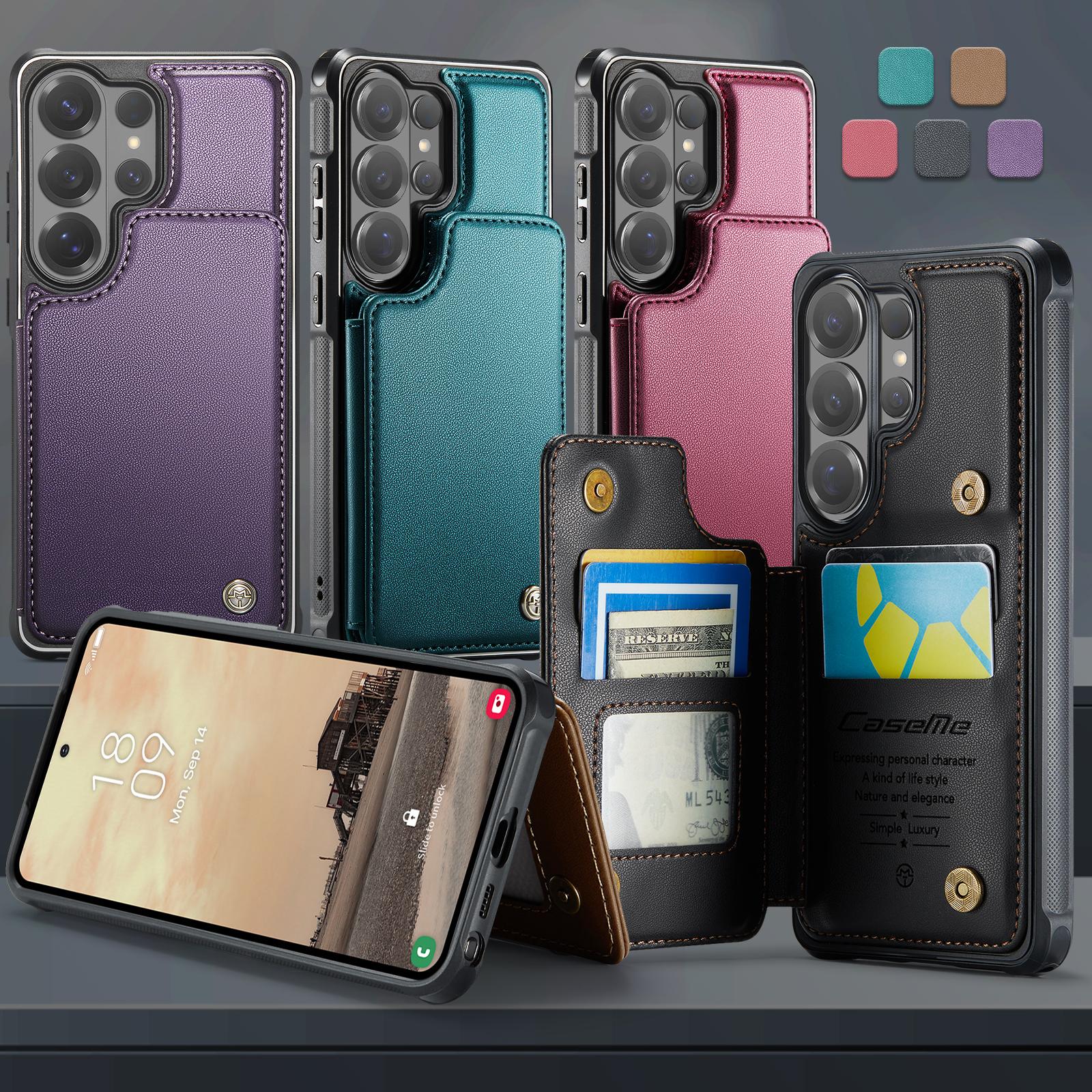 CaseMe Премиальный чехол из ПУ кожи для Samsung Galaxy S26+ S25 S24 S23 S22 S21 S20 Plus Ultra FE Кошелек-держатель для карт Защитная задняя крышка телефона Наклейки