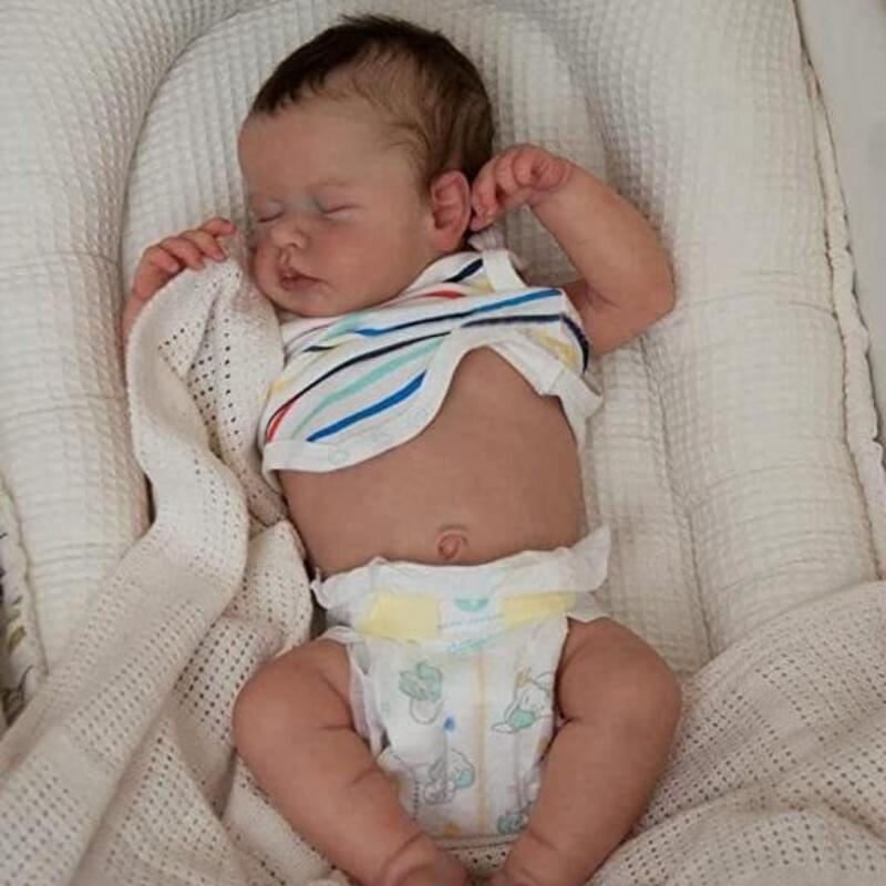 19 Inch 3D Painted Lifelike Reborn Baby Dolls Full Silicone Body Baby Toy Doll Sweety Asleep Loulou Boneca Reborn Doll Toddler Birthday Xmas Gift
