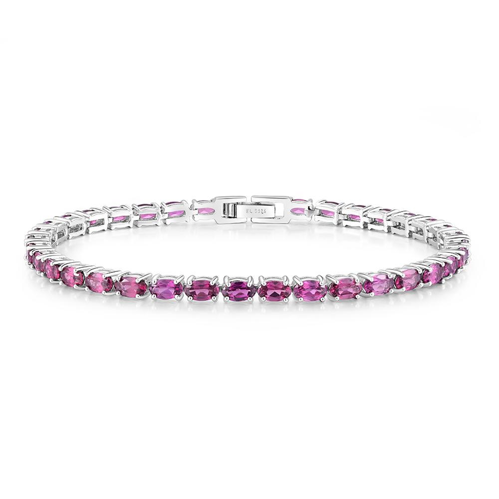 Элегантный теннисный серебряный браслет для женщин, натуральный родолитовый гранат, январский камень, роскошные ювелирные изделия, подарок на день рождения для вечеринки