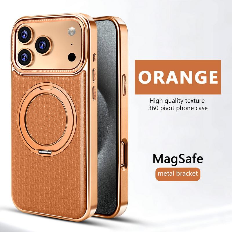 Роскошный кожаный чехол с магнитной гальванической отделкой для iPhone 17 Pro Max Funda iPhone 16 Pro Max 15 14 13 Складная подставка Ударопрочный держатель для телефона Чехол