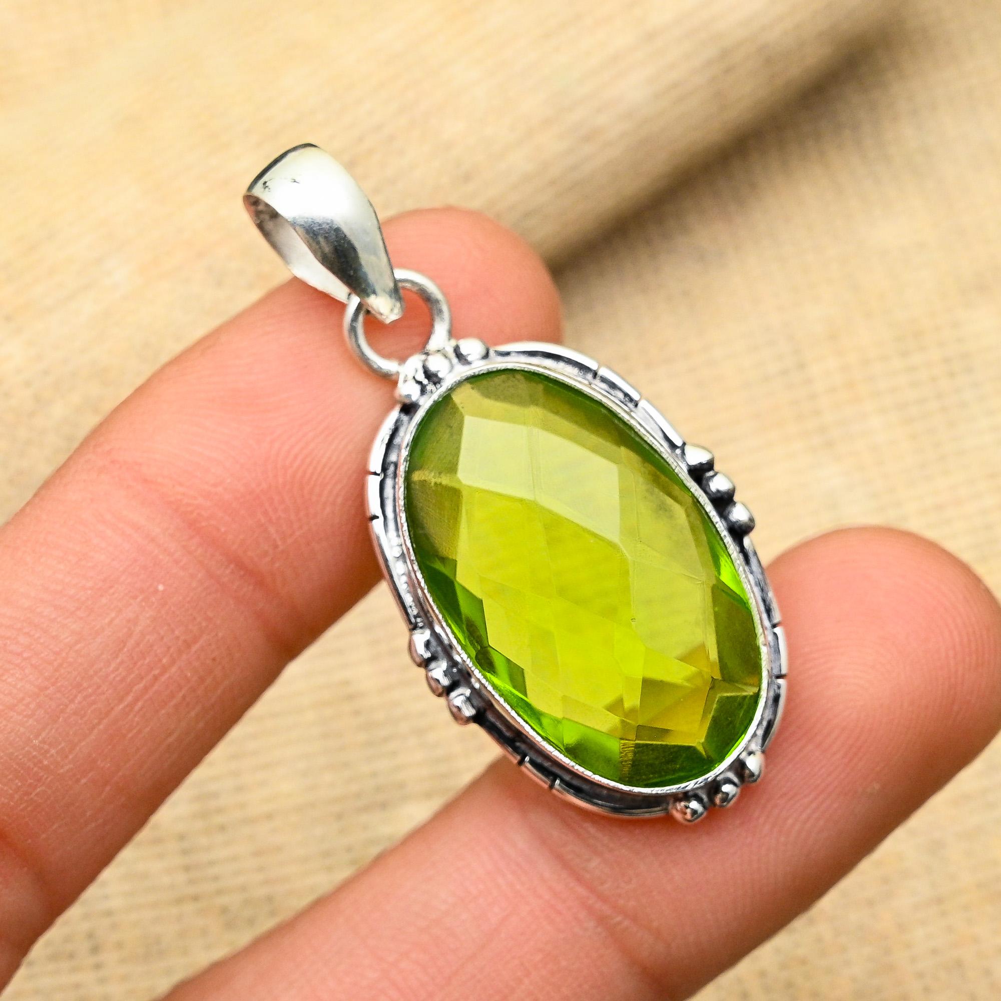 Великолепный драгоценный камень перидот ручной работы из стерлингового серебра 925 пробы, ювелирный кулон для женщин
