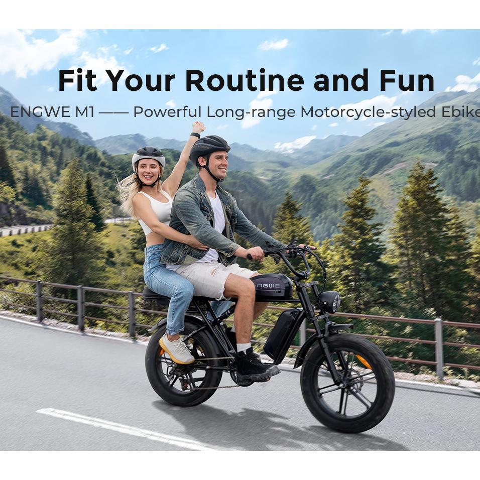 ENGWE M1 Electric Bicycle 250W Motor 48V28.6AH Dual Battery Hydraulic Brake Electric Bike 20*4.0-In Fat Tire All Terrain E-bike
