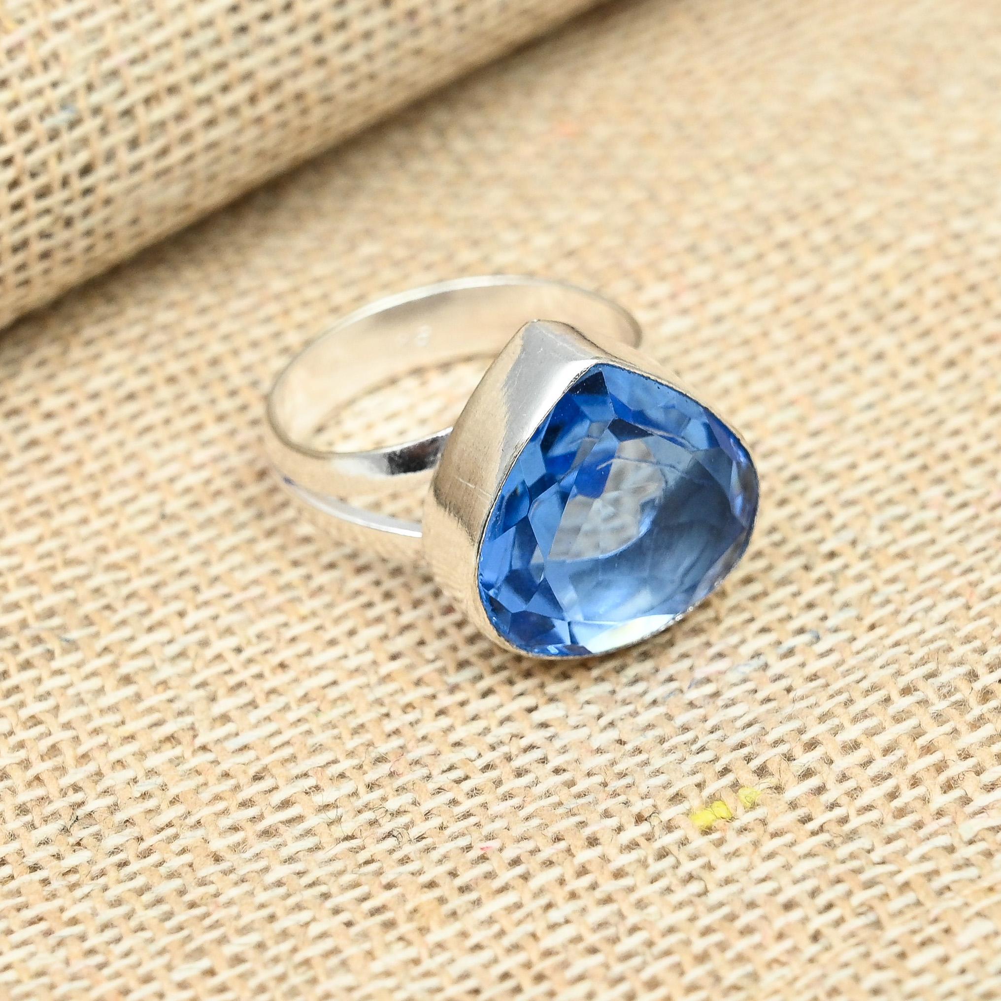 AAA + синий топаз драгоценный камень твердый стерлингового серебра 925 пробы ручной работы красивое кольцо подарок для женщин