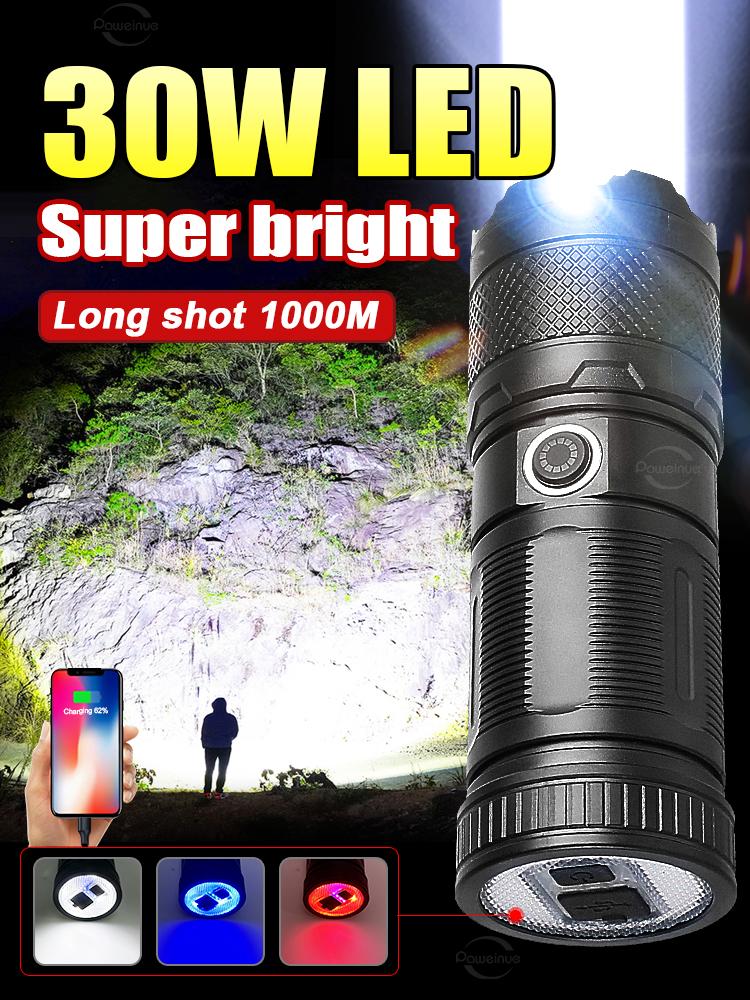 Самый мощный светодиодный фонарик, перезаряжаемый, супер яркий, водонепроницаемый, с COB-лампами, фонарь сверхдальнего действия