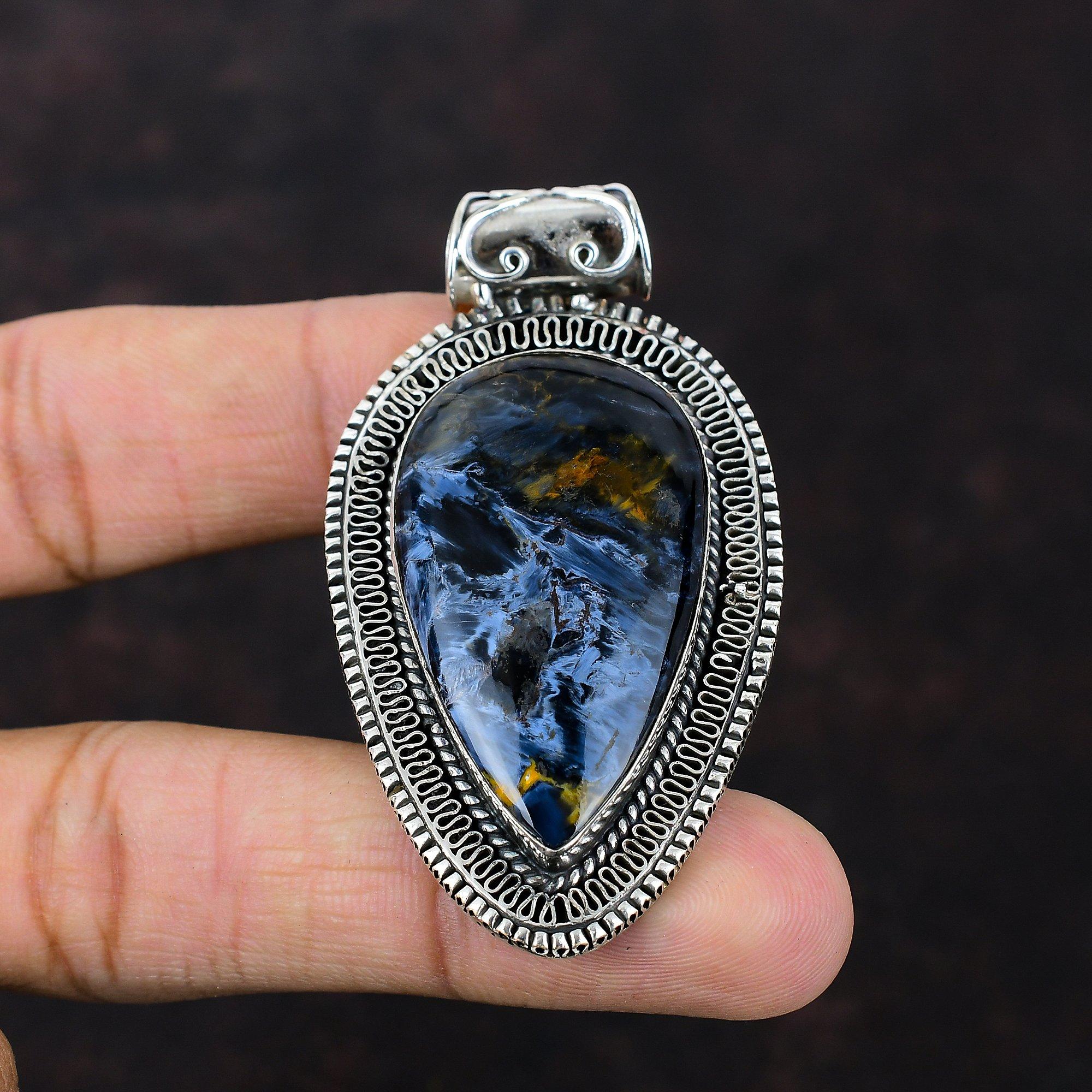 Pietersite Pendant 925 Sterling Silver Pendant Handmade Pietersite Jewelry Very Pretty Vintage Pendant Genuine Gemstone Jewelry Gift For Him