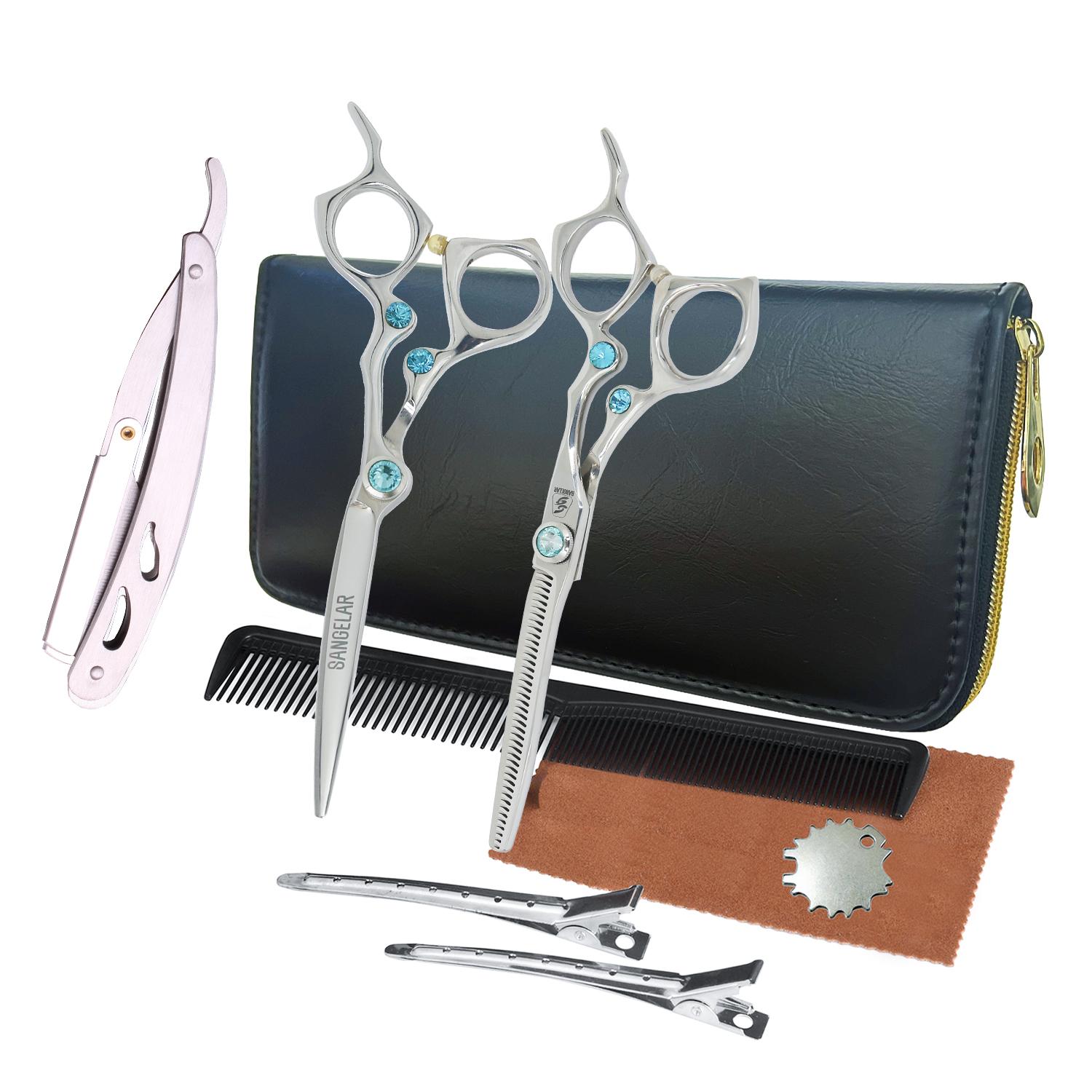 SANGELAR 6-дюймовый серебряный Jp440C набор ножниц для волос профессиональный парикмахерский набор инструменты для личной гигиены мужской женский парикмахер парикмахерские инструменты
