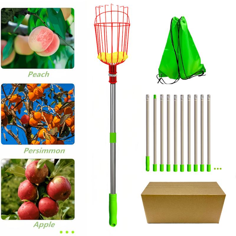 Garden Fruit Picker Fruit Picker Fruit Picker Fruit Picker Stainless Steel Connecting Rod Pick Apple Plums High-altitude Picker