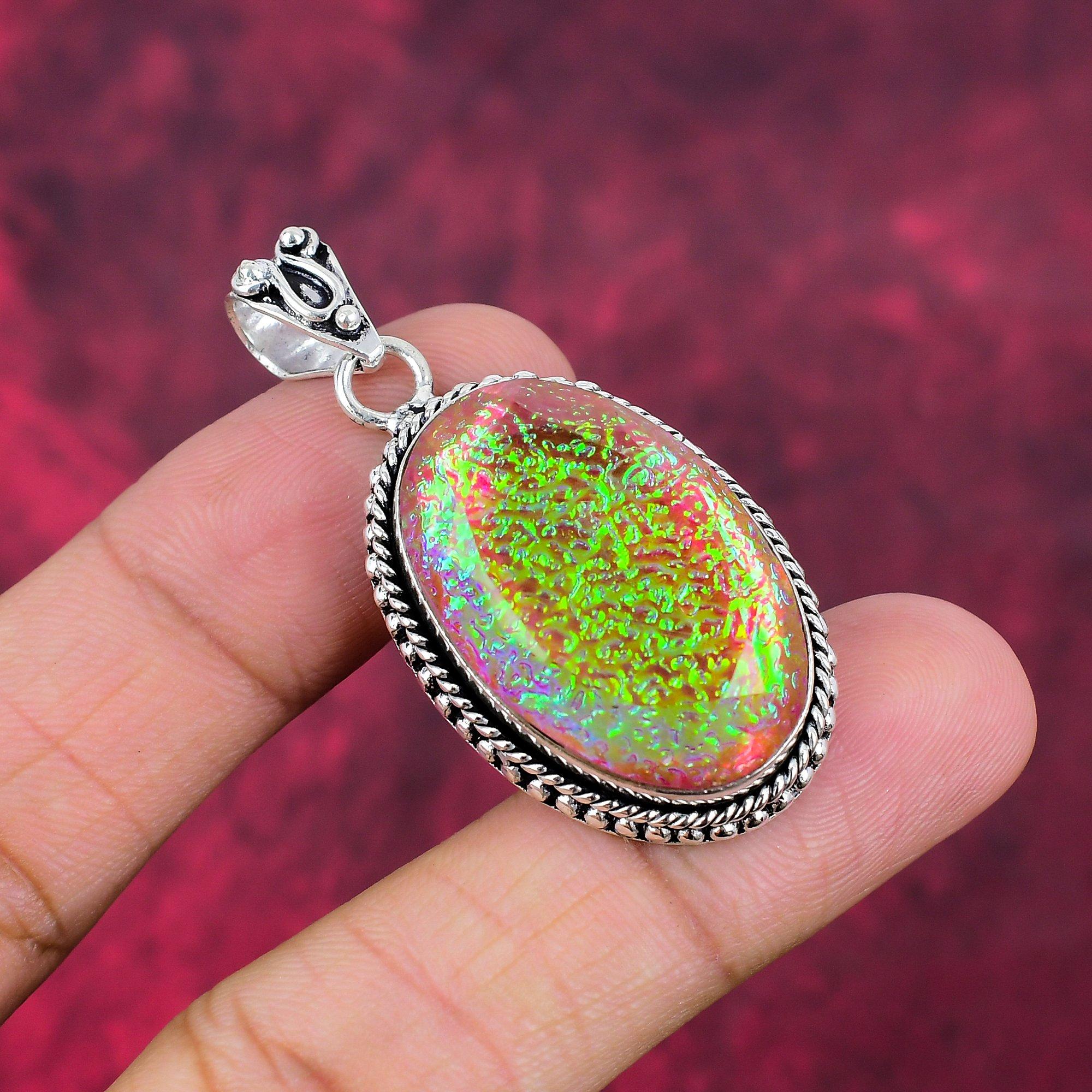 Подвеска с розовым тройным опалом, ювелирные изделия из цельного серебра 925 пробы с драгоценными камнями, подвеска ручной работы, на День благодарения