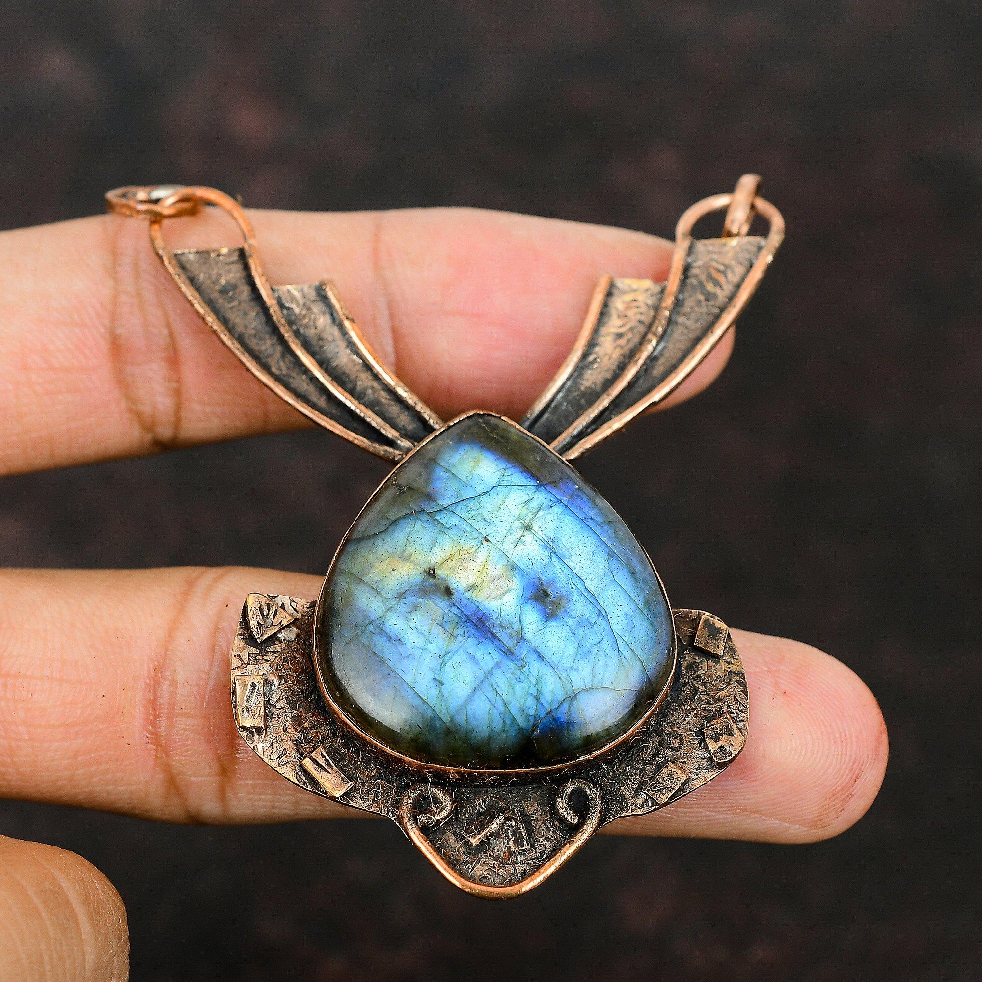 Подвеска из лабрадорита Медная подвеска Подвеска из натурального драгоценного камня Красивые удивительные ювелирные изделия ручной работы Медные украшения Свадебный душ Ювелирные изделия для подарка