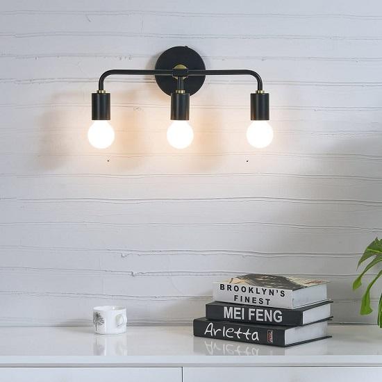 Nautical Antique Three Light Wall Sconce| Black Brass Wall Hanging Light | Mid Century Modern Lighting