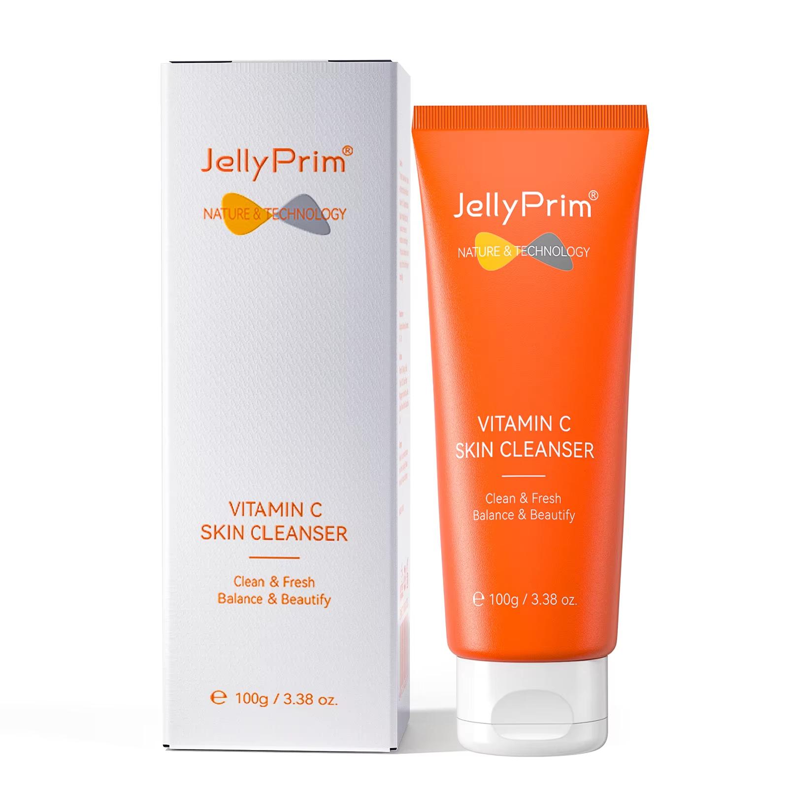 JellyPrim 2 шт. Очищающее средство с витамином С, увлажняющее, осветляющее, подтягивающее, укрепляющее лицо