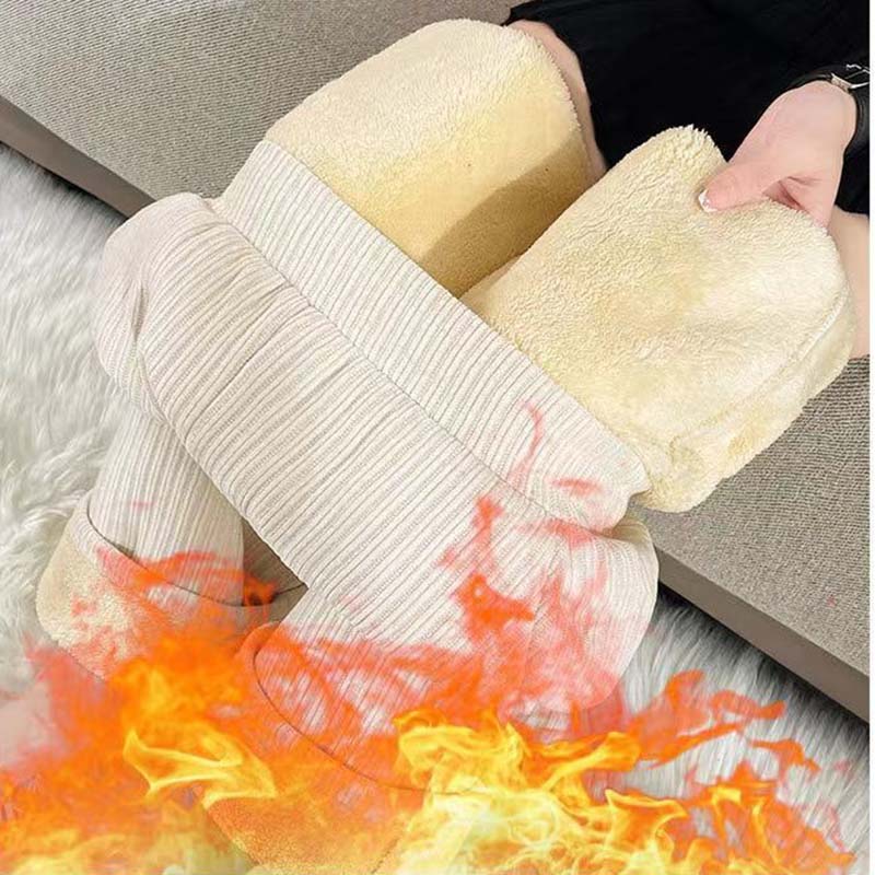 Lambswool Wide-legged Pants Women's Fall and Winter Padded Thickened Drape Thin Loose Corduroy Pants