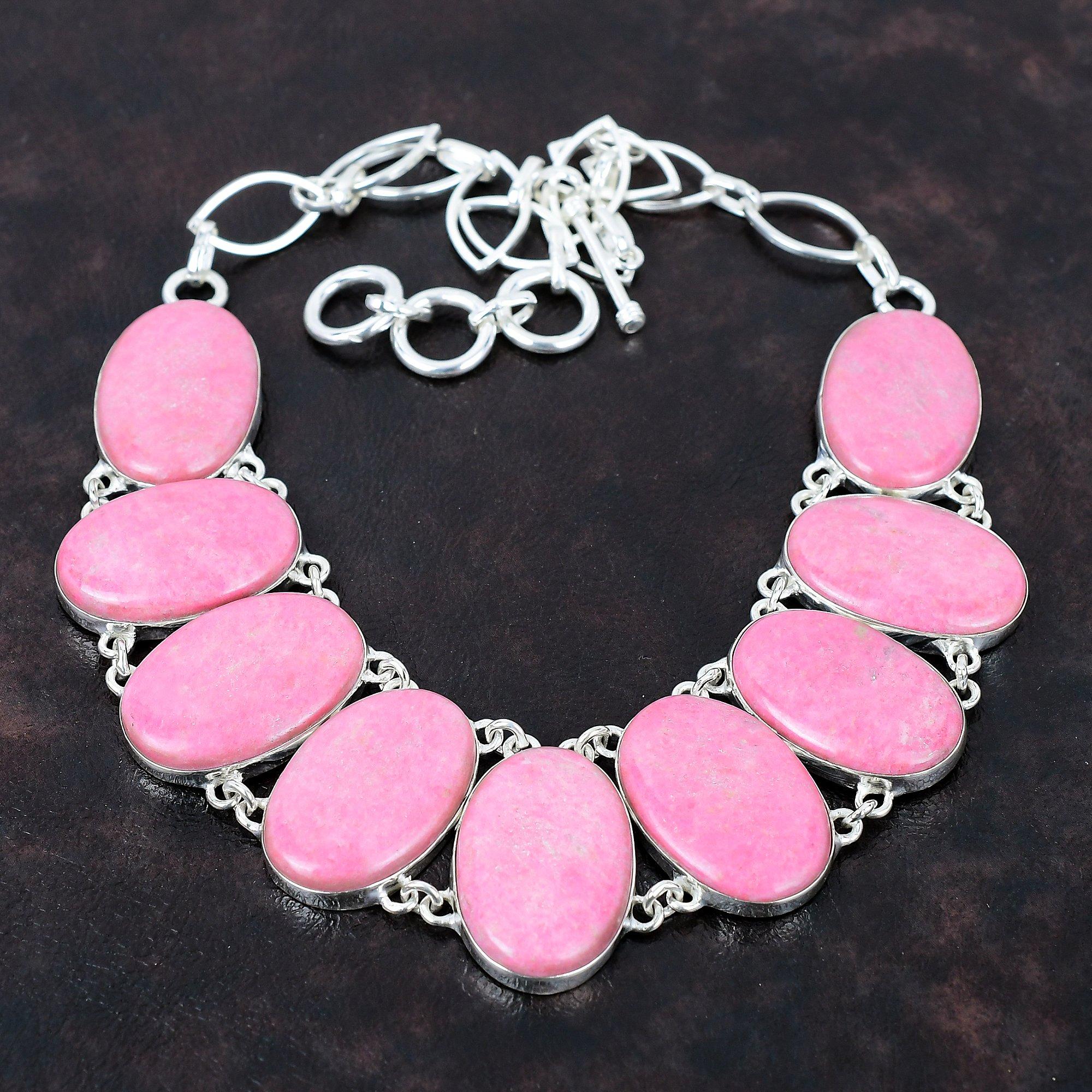 Ожерелье из тулита, ожерелье из стерлингового серебра 925 пробы, регулируемое ожерелье-цепочка, ожерелье ручной работы, серебряные украшения, ожерелье из драгоценных камней, подарок на годовщину