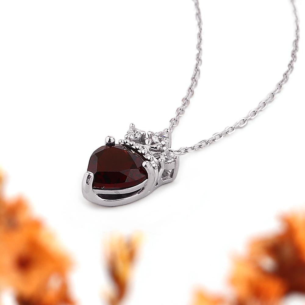 Женское колье из стерлингового серебра 925 пробы с дизайном короны, кулон в виде натурального сердца 8,00 мм с гранатом. Элегантные изысканные украшения для подарков на помолвку