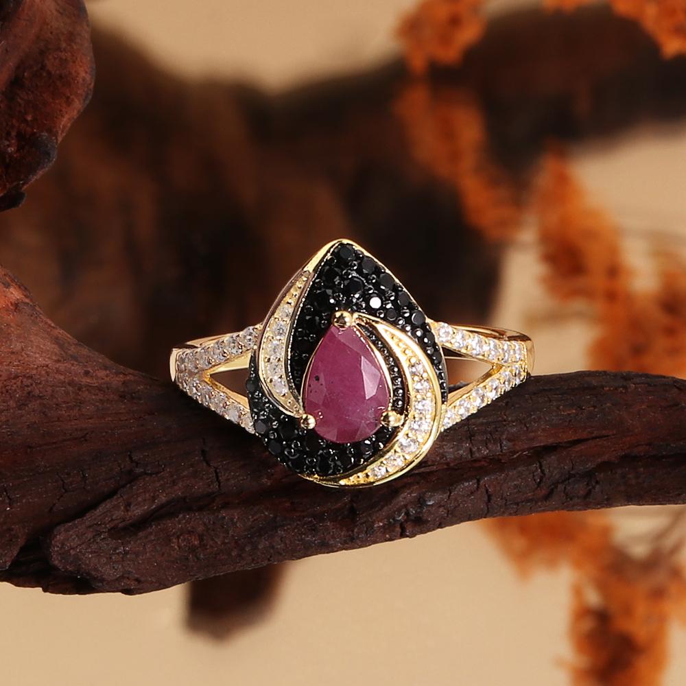 Vintage Design Natural Pear 5*7mm Ruby Women's Ring Real Gemstones 925 Sterling Silver Fine Jewelry for Anniversary Banquet Wear