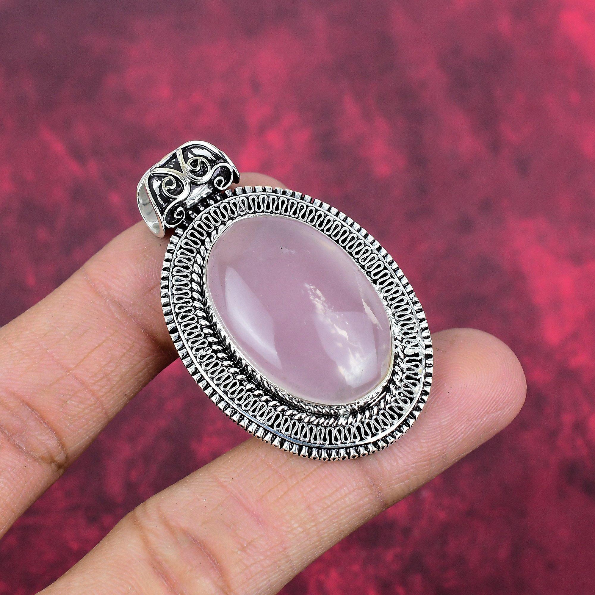 Ювелирные изделия из розового кварца, кулон из стерлингового серебра 925 пробы, ювелирные изделия ручной работы с драгоценными камнями, подарки для жены, абсолютно новый кулон