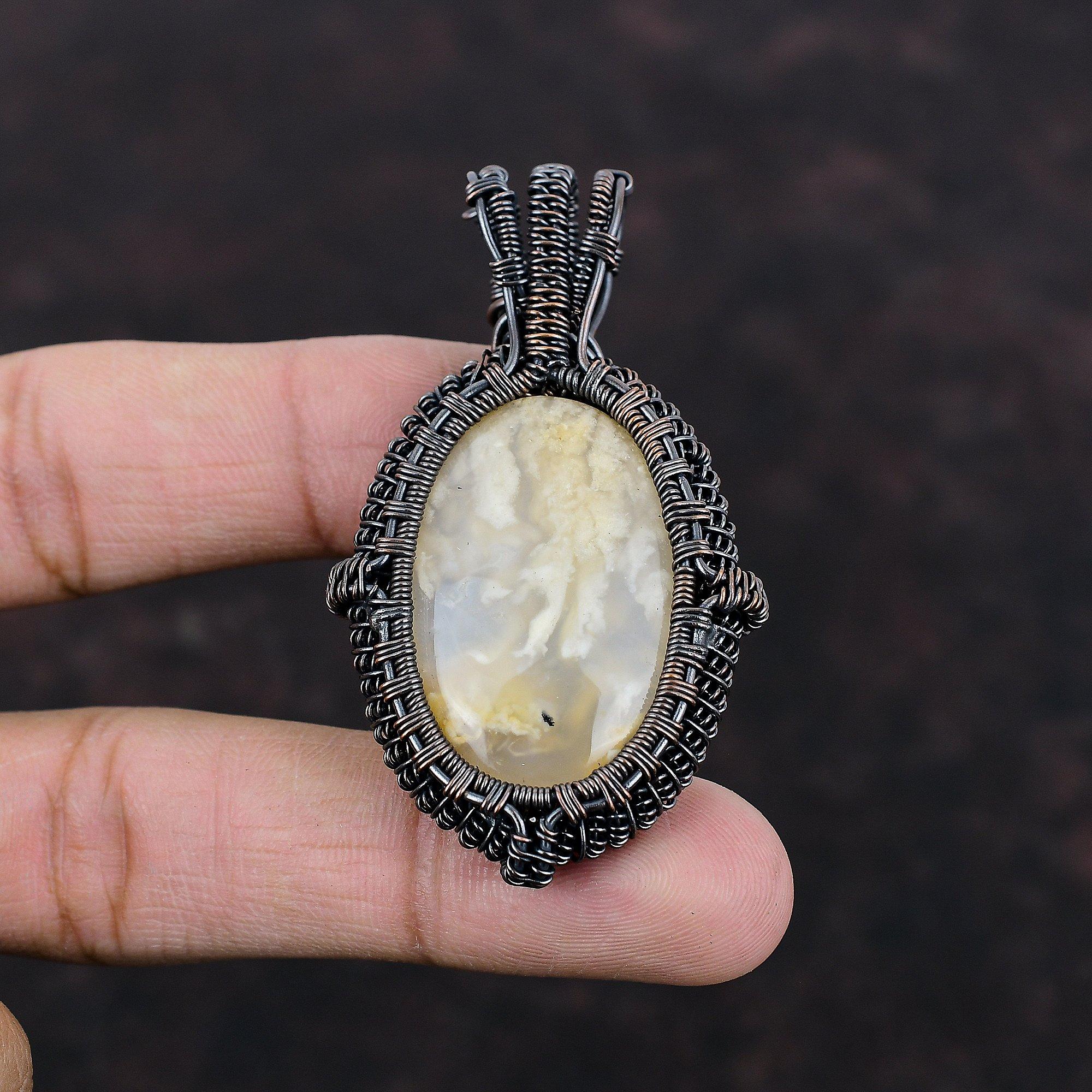 Кулон с агатом, медная проволока, кулон из настоящего драгоценного камня, кулон из проволочной обмотки, ювелирные изделия, кулон ручной работы, медные ювелирные изделия, подарок для мамы