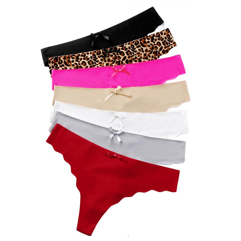 Women Ice Silk Low Waist Thong Sexy G-String Underwear Ladies Panties Seamless Lingerie Bikini Panties