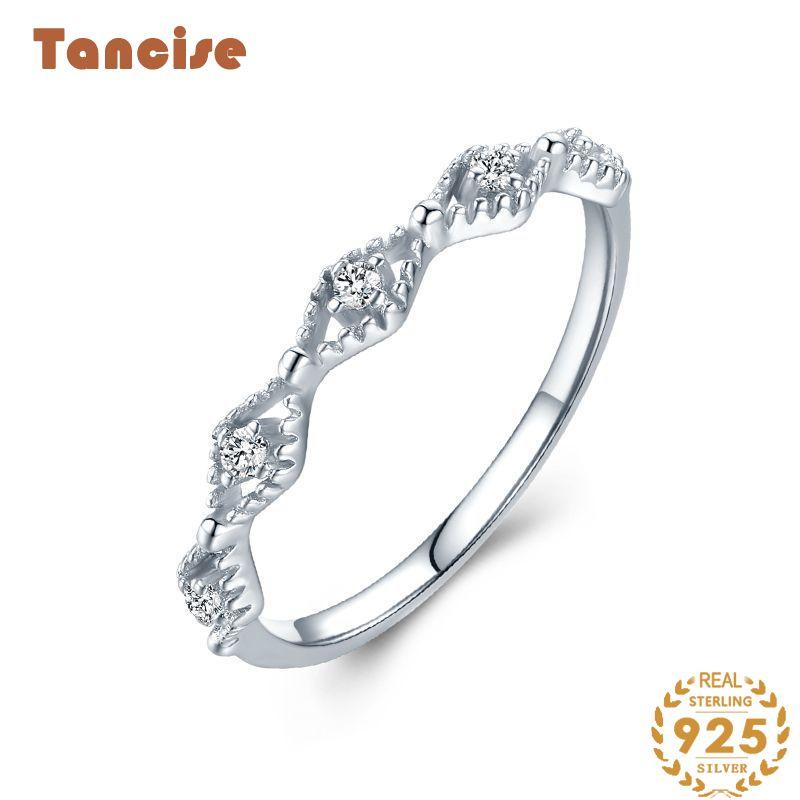 Tancise Classic стерлингового серебра 925 пробы кольцо с цирконом женские ювелирные изделия свадебное обещание вечерние подарок