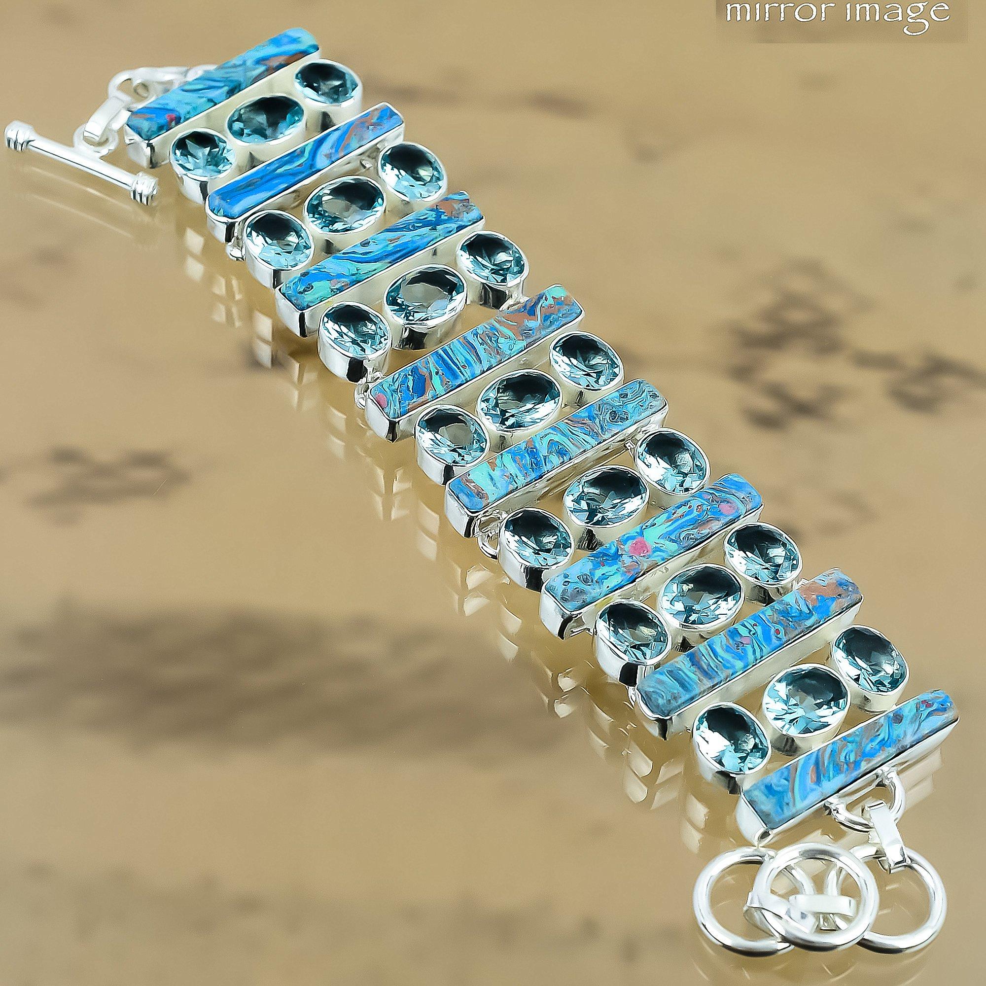 Натуральный Радужный Кальцилика Цепочка Регулируемый Браслет Серебро 925 пробы Для Женщин