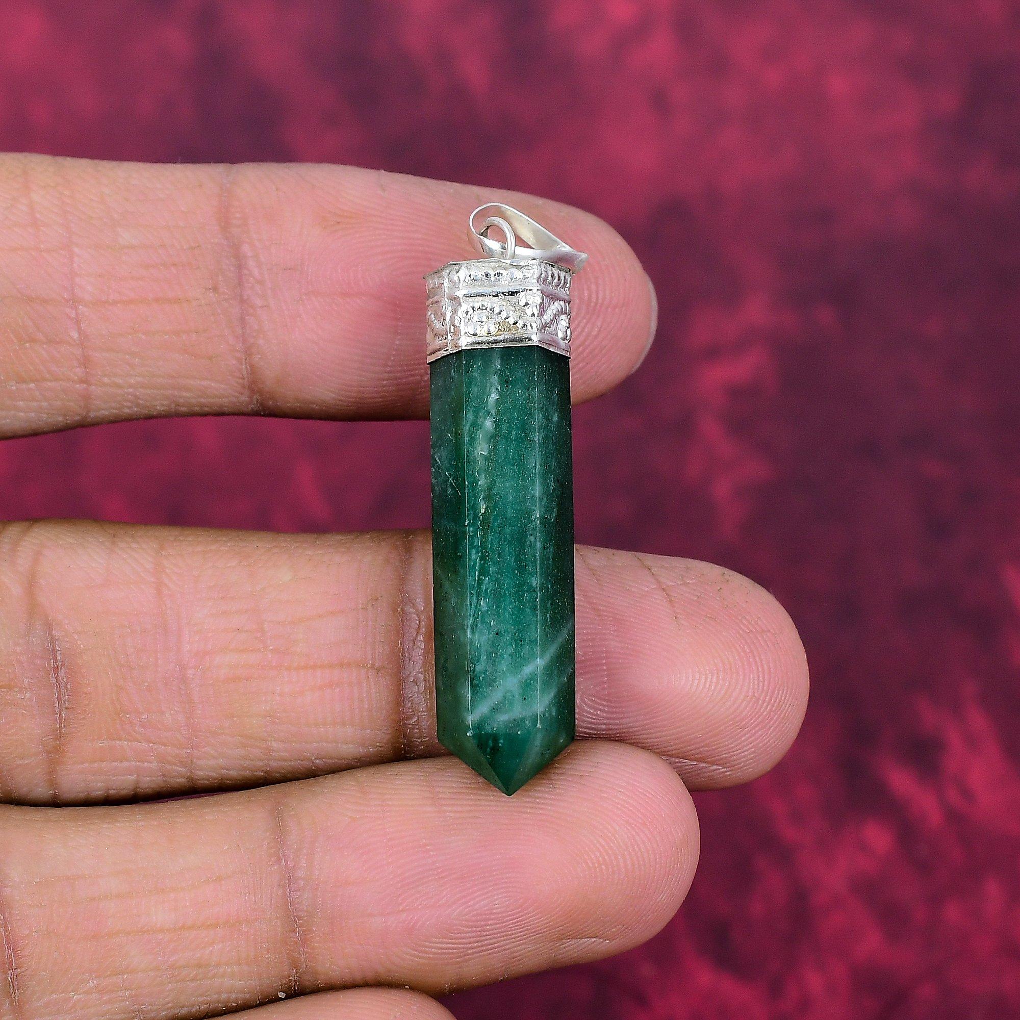 Подвеска с искусственным изумрудом, Подвеска из стерлингового серебра 925 пробы, Ювелирные изделия с драгоценными камнями, Подвеска ручной работы, Удивительные ювелирные изделия, Подарок для нее