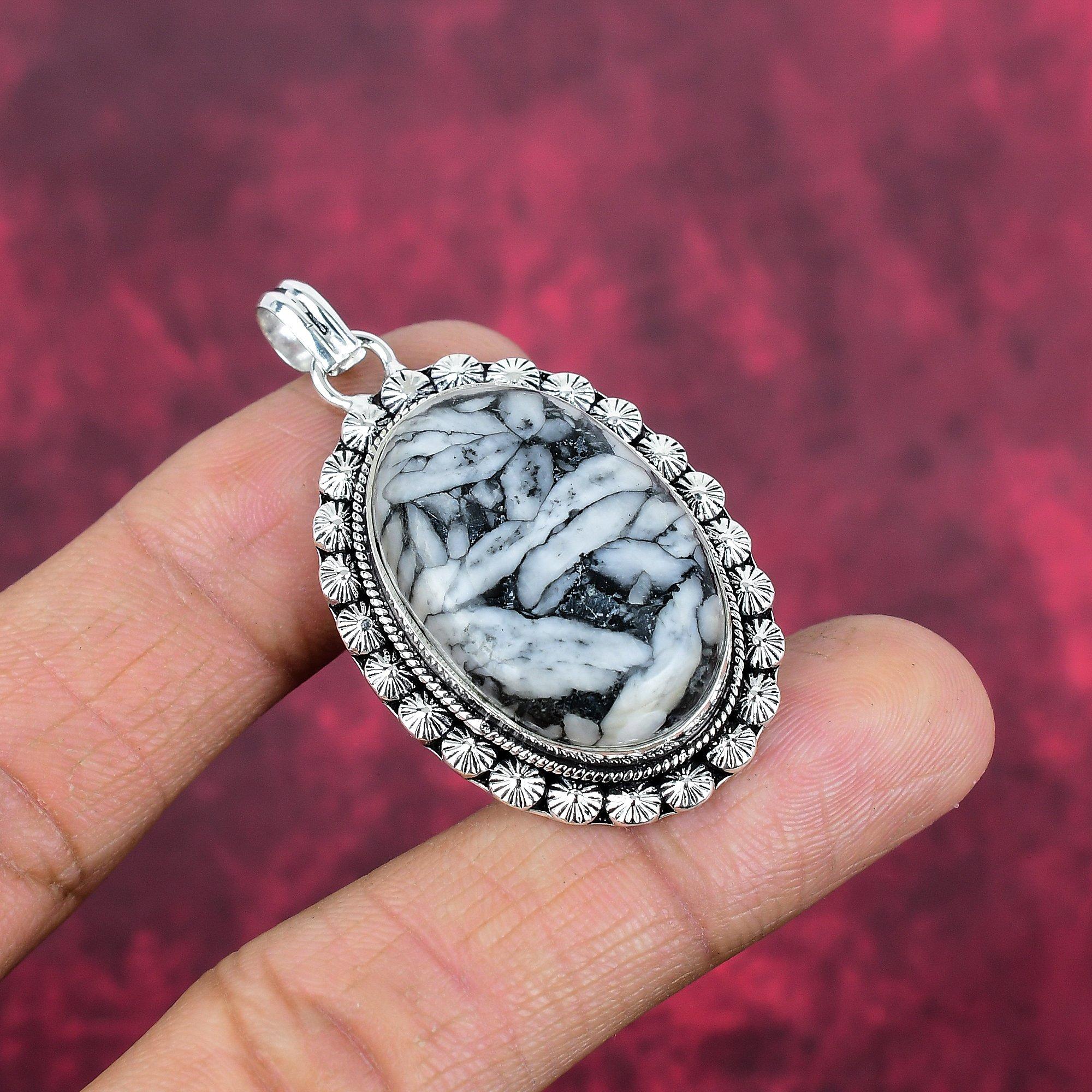 Подвеска из цельного серебра Pinolith Jasper 925 пробы, ювелирные изделия с подвеской из драгоценных камней ручной работы, подарки для жены, абсолютно новый кулон