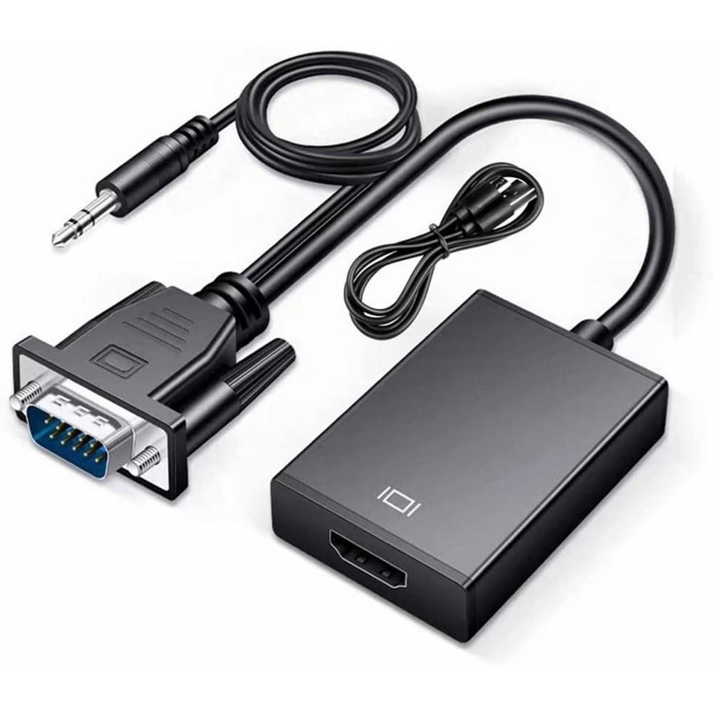 VGA To HDMI Adapter Converter with 3.5MM Audio Jack Full HD 1080P for Connecting Monitor PC Laptop Desktop HDTV Projector DVD