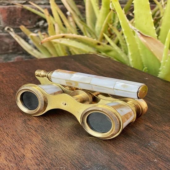 Brass Opera Glasses I Mother of Pearl Accents Binocular I Functional Vintage Opera Glasses I Grandfather Gift, Travel Gift, Christmas Gift