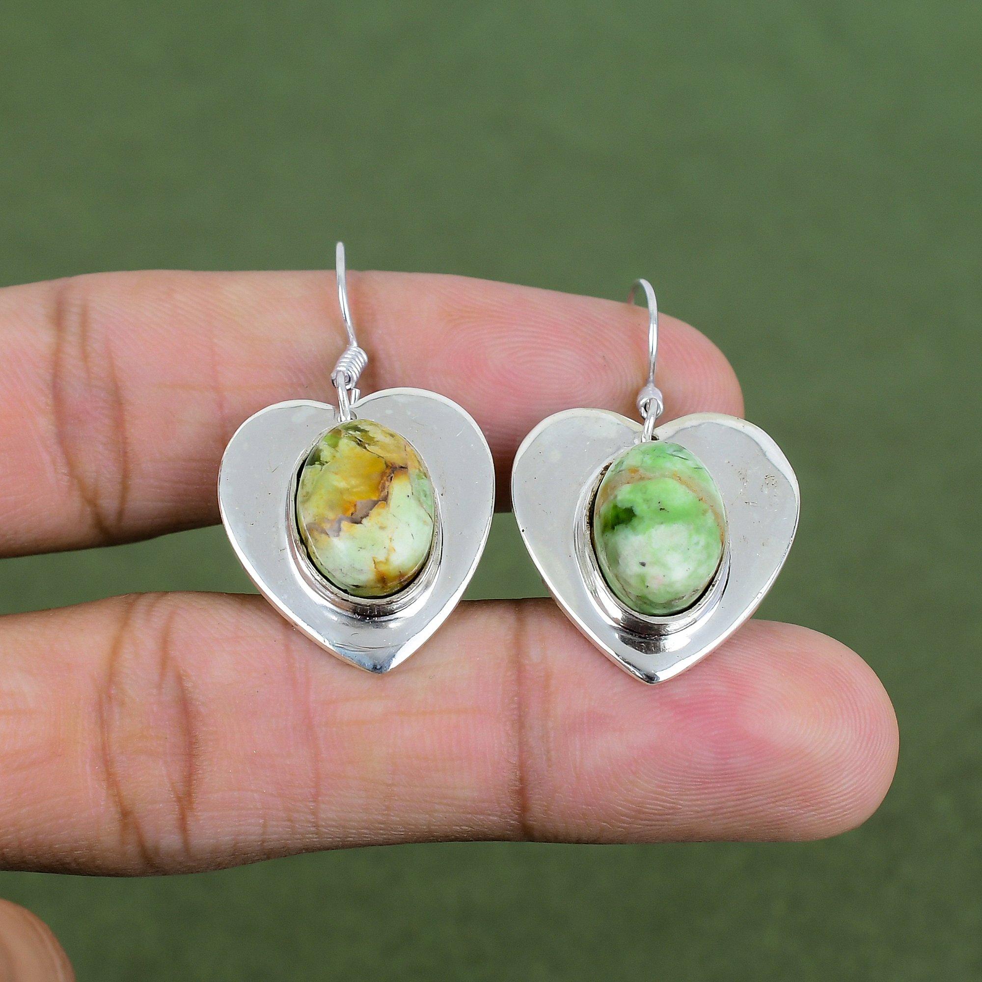 Australian Chrome Chalcedony Earring 925 Sterling Silver Earring Natural Gemstone Jewelry Handmade Earrings Gifts For Mother Antique Jewelry