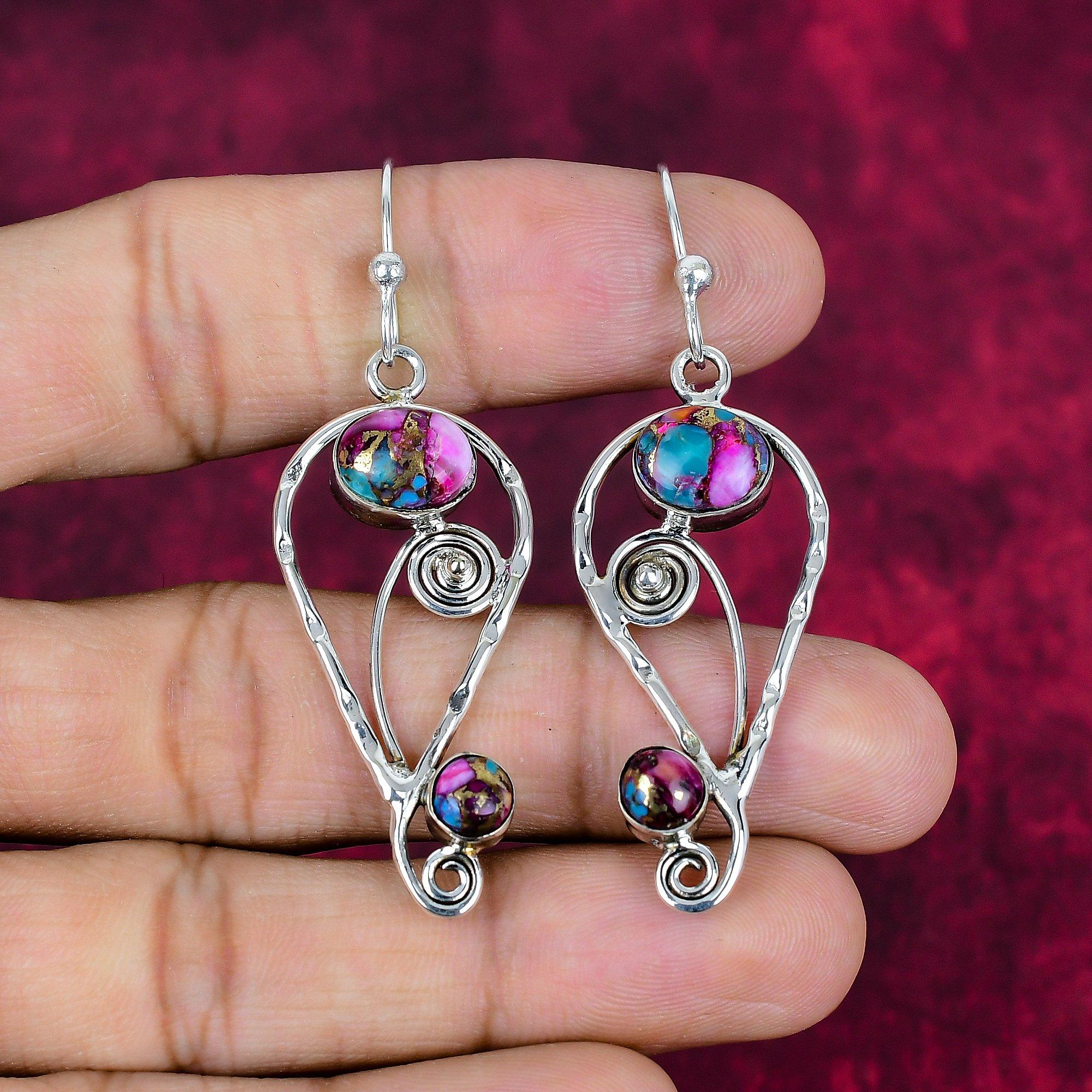 Медные серьги с бирюзой и колючей устрицей, ювелирные изделия из цельного стерлингового серебра 925 пробы с драгоценными камнями, серьги ручной работы, на День памяти