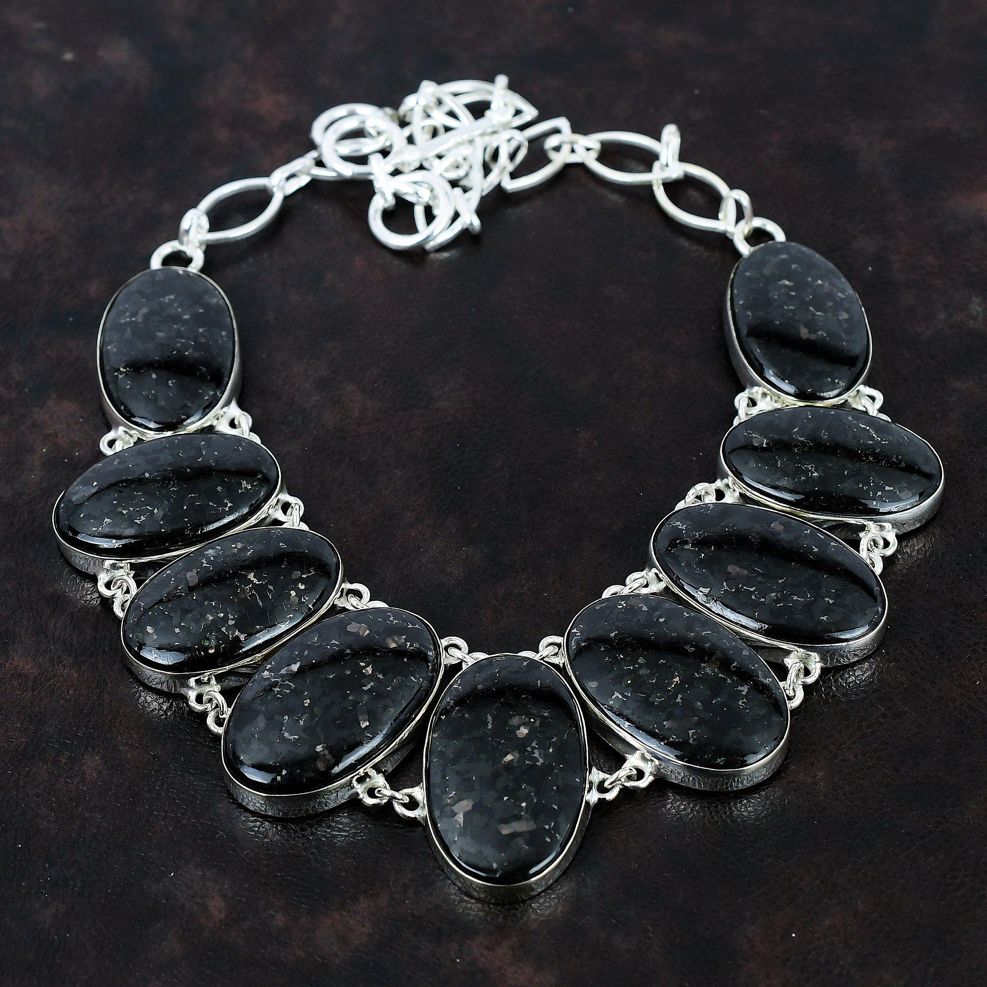 Ожерелье из нууммита, ожерелье из натурального драгоценного камня, ожерелье из стерлингового серебра 925 пробы, регулируемая цепочка, ожерелье из нууммита ручной работы, ювелирные изделия, подарок для женщин