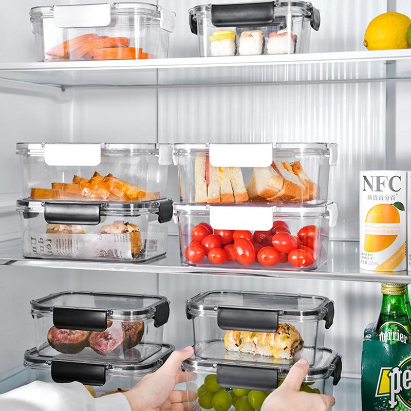 Kitchen Refrigerator Sealed Rectangular Refrigerator Storage Box with Lid Plastic Crisper Lunch Box Storage Box