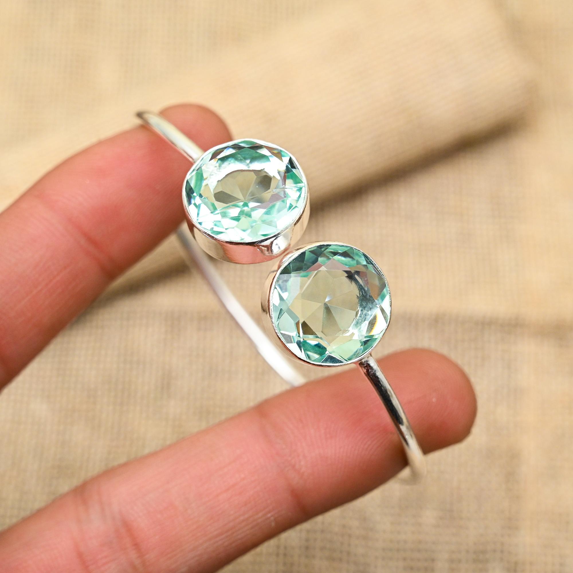 Великолепный аква-апатит, драгоценный камень ручной работы, ювелирные изделия из стерлингового серебра 925 пробы, регулируемые манжеты для женщин