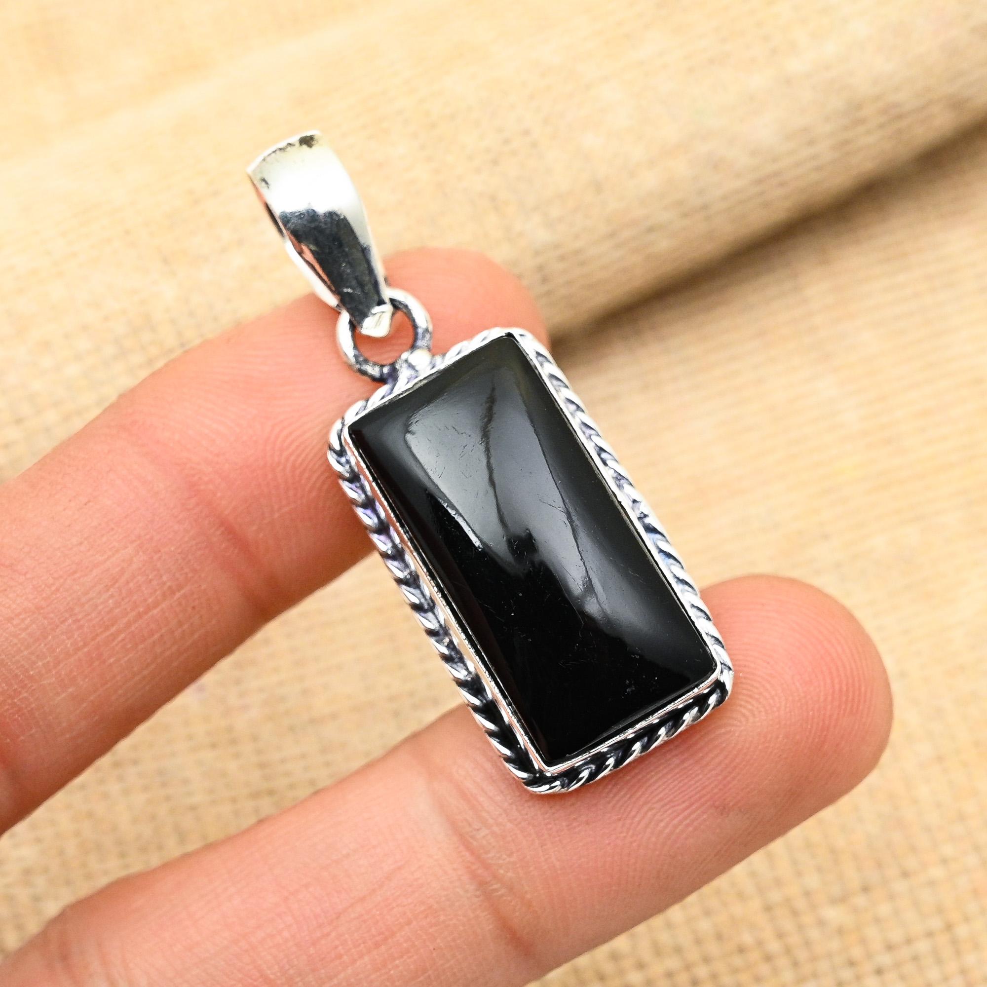 Ювелирные изделия ручной работы из стерлингового серебра 925 пробы с черным ониксом, прекрасный кулон для нее