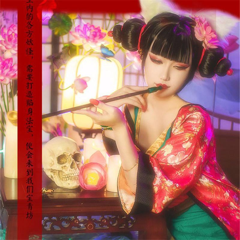 Китайский мультфильм Белая змея Девушка Лиса Демон Косплей Костюм Женщины Ханьфу Маска для вечеринки Короткое платье Кимоно Халаты Цветочный кардиган