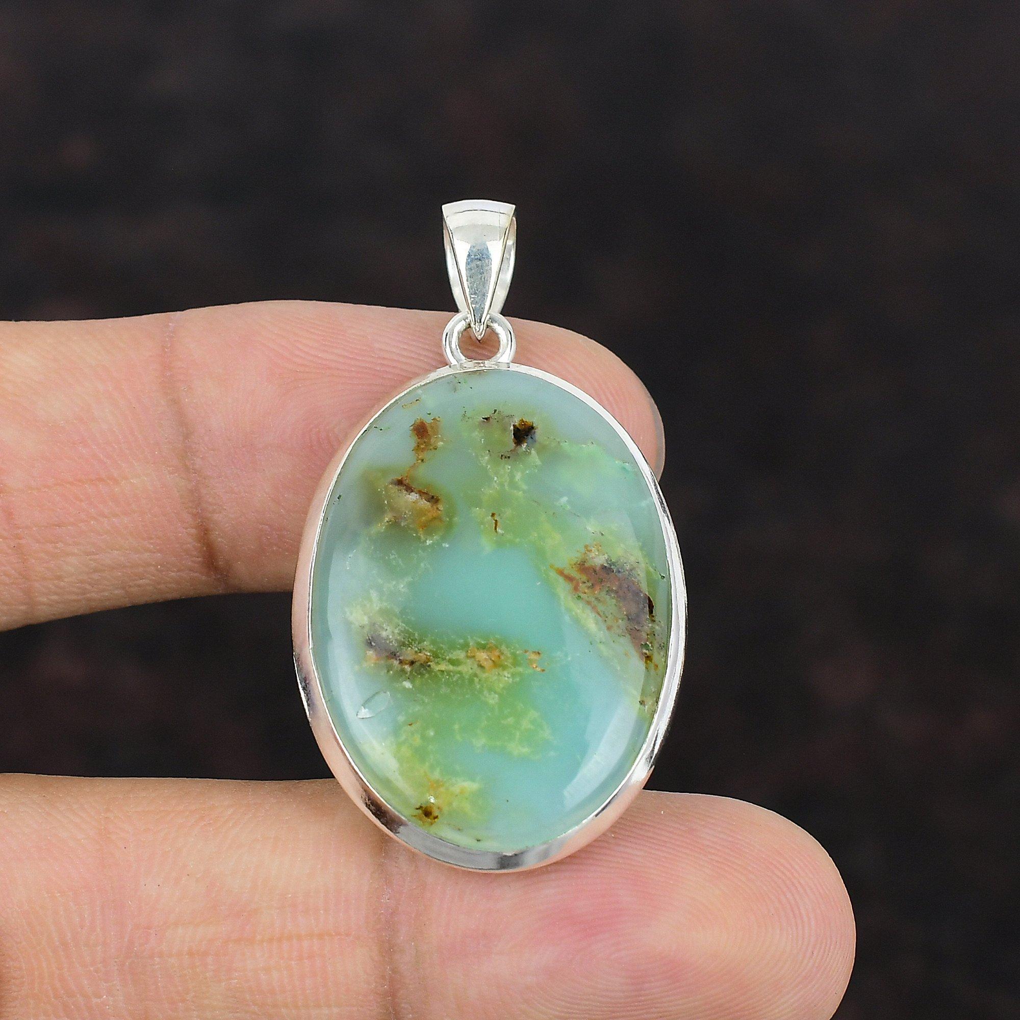 Chrysoprase Pendant Real Gemstone Pendant 925 Sterling Silver Pendant Handmade Women Jewelry Bridal Gift Chrysoprase Jewelry Gift For Mom