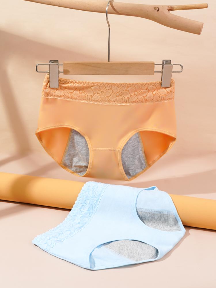 Хлопковые менструальные трусики с кружевным поясом — дышащие, антибактериальные и герметичные для комфорта и гигиены