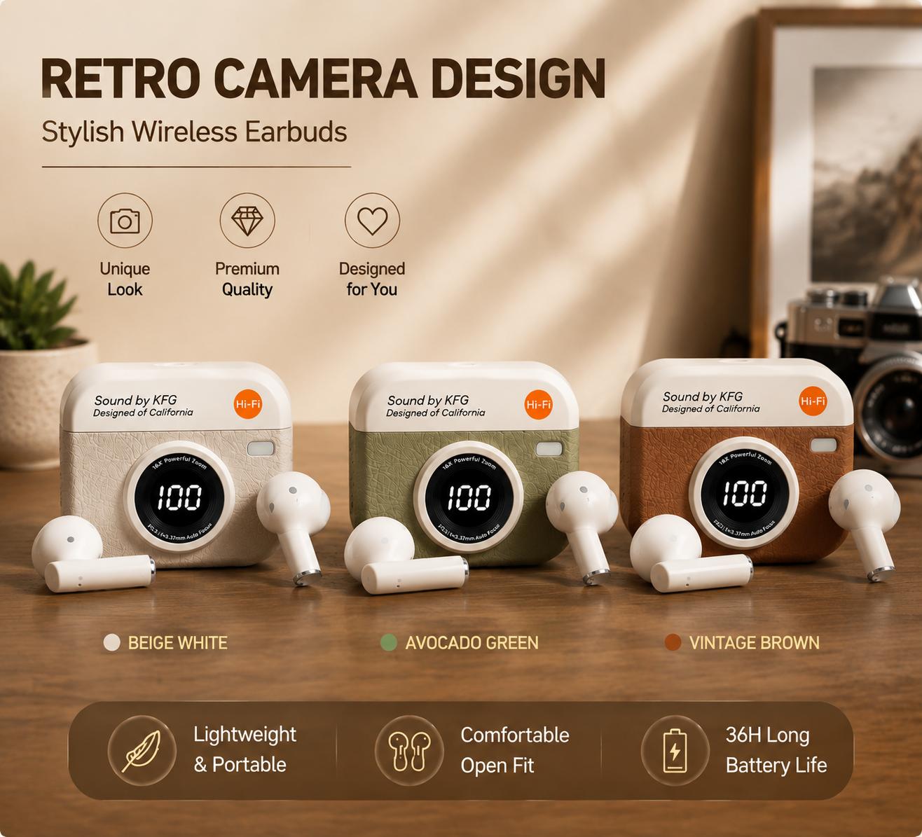 Q86 Wireless Bluetooth Earbuds Retro TWS HiFi Stereo LED Display Waterproof Noise Cancellation