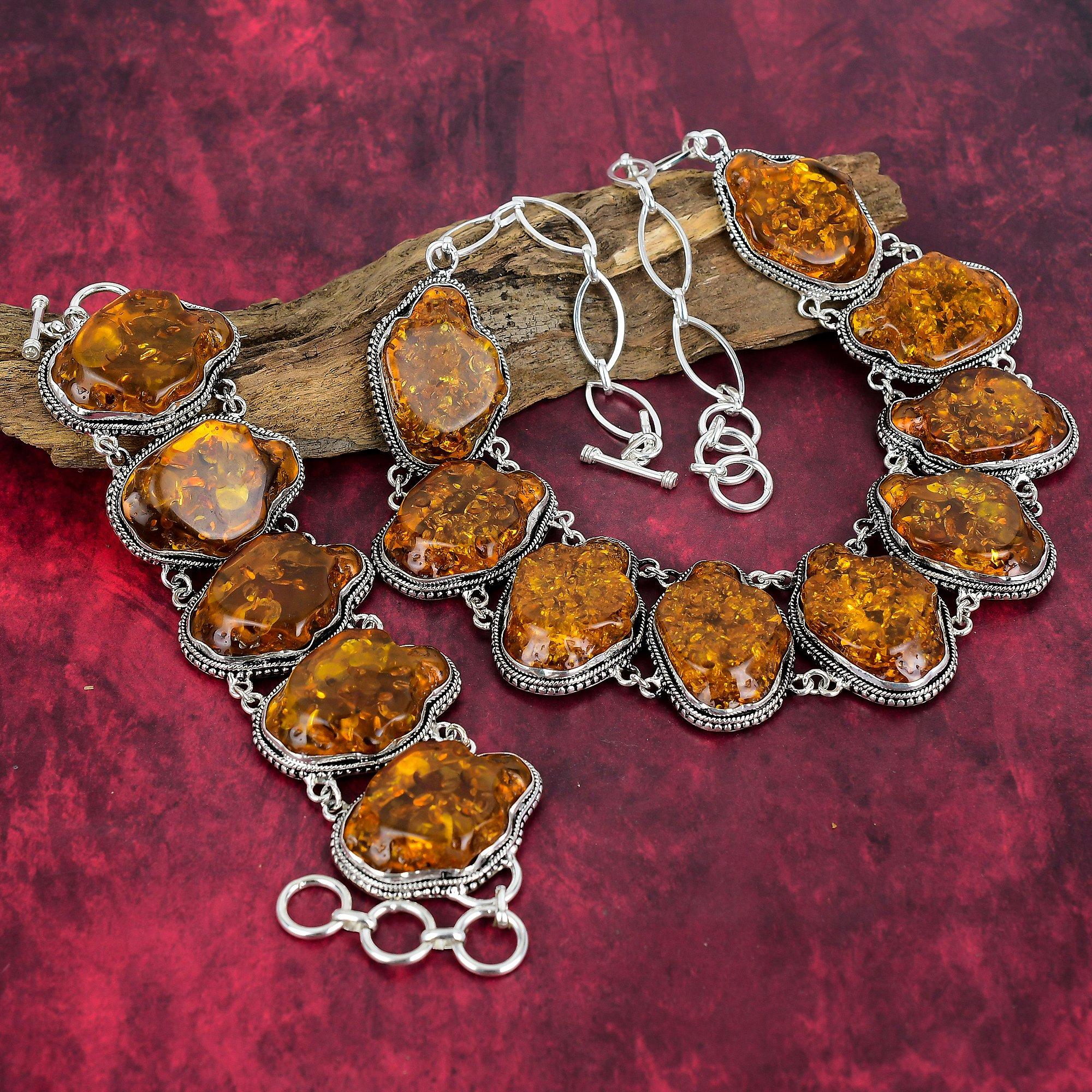 Ювелирные изделия из браслета и ожерелья из чистого серебра 925 пробы из балтийского янтаря, комплект ювелирных изделий ручной работы, красивые украшения из драгоценных камней из натурального янтаря для женщин