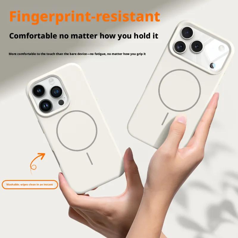 Magnetic Liquid Silicone Phone Case for iPhone 12-17 Series Shockproof Protective Cover