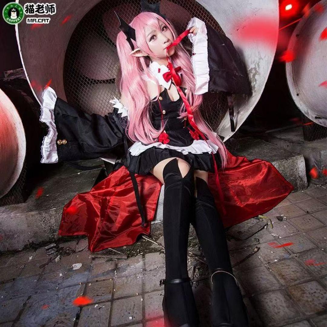 Серафим Конца Owari no Seraph Krul Tepes Косплей Костюм Униформа Парик Косплей Аниме Ведьма Вампир Хэллоуин Костюм Для Женщин