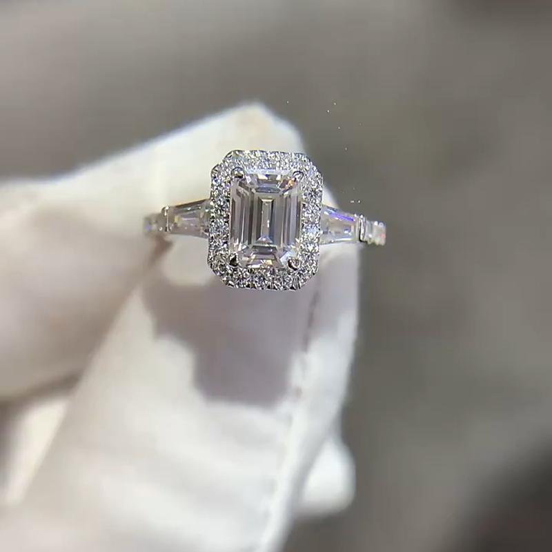 Кольцо для дамы с бриллиантом муассанитом D-цвета и изумрудом S925 пробы, посеребренные кольца из 18-каратного золота, ювелирные украшения для женщин