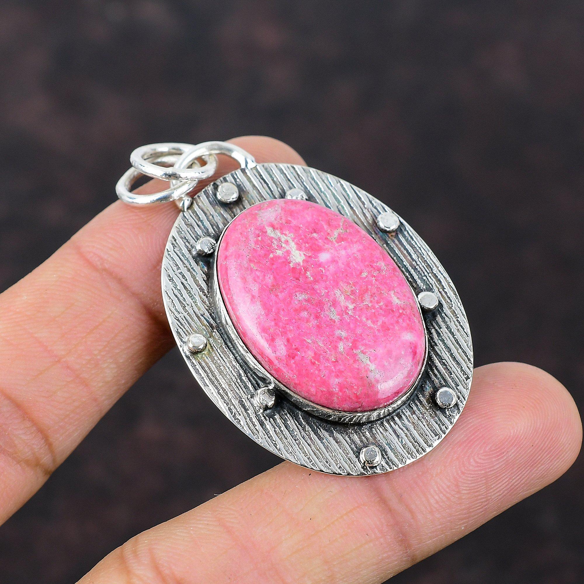 Thulite Pendant Handmade Jewelry 925 Sterling Silver Pendant High Quality Gemstone Pendant Thulite Jewelry Gift For Friend Statement Pendant